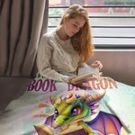 Personalizado I Am A Book Dragon Manta suave de dibujos animados con nombre Regalo de cumpleaños para los lectores amantes del dragón