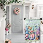 Personalized Welcome to Spring Garden Flag with Name Little Gnome Yard Porch Decoration Housewarming Holiday Gift for Gardening Lovers Goblin Fans