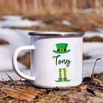 Personalized Four Leaf Clover 11oz Enamel Mug Camping Cup with Name St. Patrick’s Day Gift for Kids