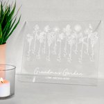 Plaque Acrylique Personnalisée avec 1-15 Noms et Fleurs de Naissance Thème Love Grows Here Cadeau Anniversaire Fête pour Maman Grand-Mère