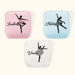 Personalised Sequin Ballet Silhouette Leather Jewellery Box with Name Portable Travel Accessory Birthday Gift for Women