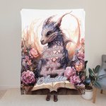 Couverture en Flanelle ou Sherpa Personnalisée avec Nom Thème de Lecture Motif de Dragon Cadeau d'Anniversaire pour Amateur de Lecture