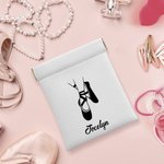 Personalizzato Ballerina Silhouette PU Pelle Piccolo Squeeze Pouch impermeabile Auto chiusura Storage Bag con nome Regalo di compleanno per lei