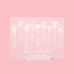 Plaque Acrylique Personnalisée avec 1-15 Noms et Fleurs de Naissance Thème Love Grows Here Cadeau Anniversaire Fête pour Maman Grand-Mère