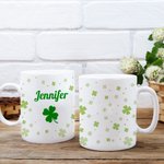 Personalized 11oz/15oz Irish Clover Shamrock Ceramic Mug with Name St. Patrick's Day Gift for Family Friend