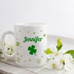 Personalized 11oz/15oz Irish Clover Shamrock Ceramic Mug with Name St. Patrick's Day Gift for Family Friend