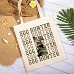 Personalized Camouflage Egg Hunter Canvas Tote Bag Reusable Easter Bunny Shopping Essential Gift for Family Friend
