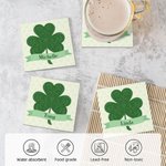 Personalisierte vierblättrige Kleeblatt Kleeblatt keltischen Knoten Untersetzer mit Namen Satz von 2 St. Patrick's Day Geschenk für Familie
