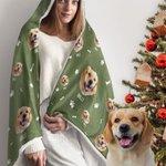 Personalised Cute Pet Paw Bone Print Photo Blanket Hat with Name Birthday Christmas Memorial Gift for Pet Lover