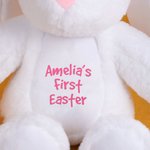 Jouet Lapin en Peluche Personnalisé avec Nom Cadeau Fête de Pâques pour Enfant Nouveau-né