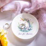 Personalized Cute Watercolor Animal Flower Ceramic Jewelry Dish with Name Birthday Gift for Girls Kids