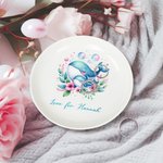 Personalized Cute Watercolor Animal Flower Ceramic Jewelry Dish with Name Birthday Gift for Girls Kids