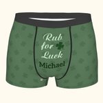 Frote personalizado para la suerte Trébol de cuatro hojas Boxer Brief cita divertida ropa interior Día de San Patricio regalo de cumpleaños para los h
