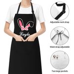 Grembiule impermeabile regolabile personalizzato con orecchie da coniglietto con tasca e nome Regalo di Pasqua per una coppia di famiglie