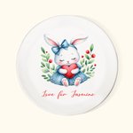 Personalized Cute Watercolor Animal Flower Ceramic Jewelry Dish with Name Birthday Gift for Girls Kids