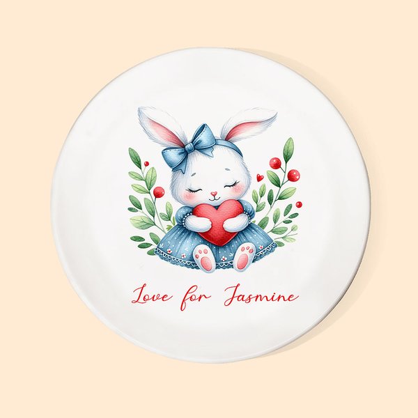 Personalized Cute Watercolour Animal Flower Ceramic Jewellery Dish with Name Birthday Gift for Girls Kids