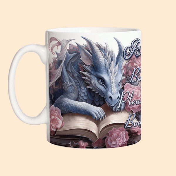 Taza de Cerámica Personalizada Libro Floral Dragón con Nombre 11oz/15oz Taza de Café Regalo de Cumpleaños para Lectores Amantes del Dragón