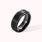 Bague Noire en Tungstène Personnalisée avec Texte Gravé à l'Intérieur Cadeau d'Anniversaire Saint-Valentin Mariage pour Homme
