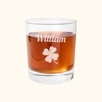 Gepersonaliseerde Lucky Four Leaf Clover 10oz Whiskeyglazen met naam t. Patrick's Day Verjaardagscadeau voor mannen drankliefhebber