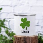 Personalised Lucky Lucky Shamrocks 11oz Enamel Camping Cup with Name St Patrick’s Day Gift for Kids