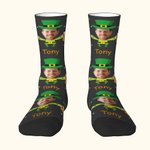 Personalised Four Leaf Clover Socks with Name and Image St. Patrick's Day Gift for Irish Family Friend