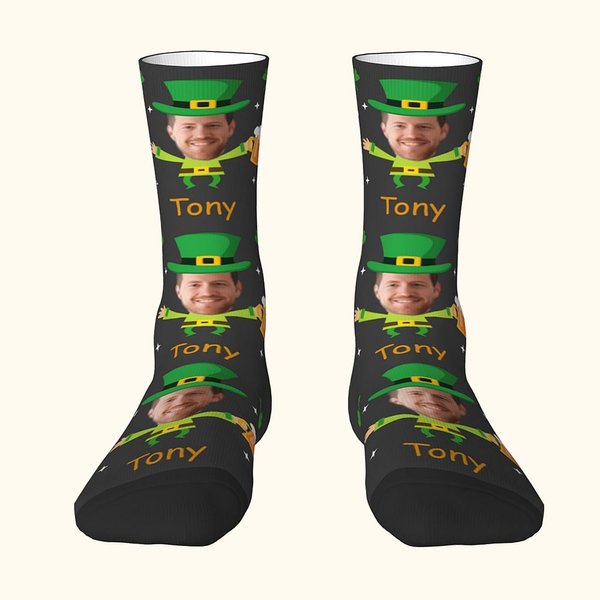 Four Leaf Clover Socks with Name & Image
