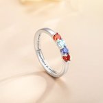 Bague en Argent Sterling Personnalisée avec Gravure 1 à 8 Pierres de Naissance Cadeau d'Anniversaire Fête des Mères pour Mère Grand-mère