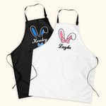 Grembiule impermeabile regolabile personalizzato con orecchie da coniglietto con tasca e nome Regalo di Pasqua per una coppia di famiglie
