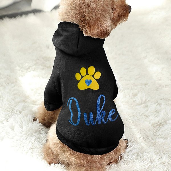 Dog Paw Print Hoodie with Name - Embroidered