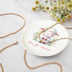 Personalized Cute Watercolor Animal Flower Ceramic Jewelry Dish with Name Birthday Gift for Girls Kids