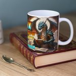 Personalised Book Dragon Ceramic Mug with Name 11oz/15oz Coffee Cup Birthday Gift for Readers Dragon Lovers