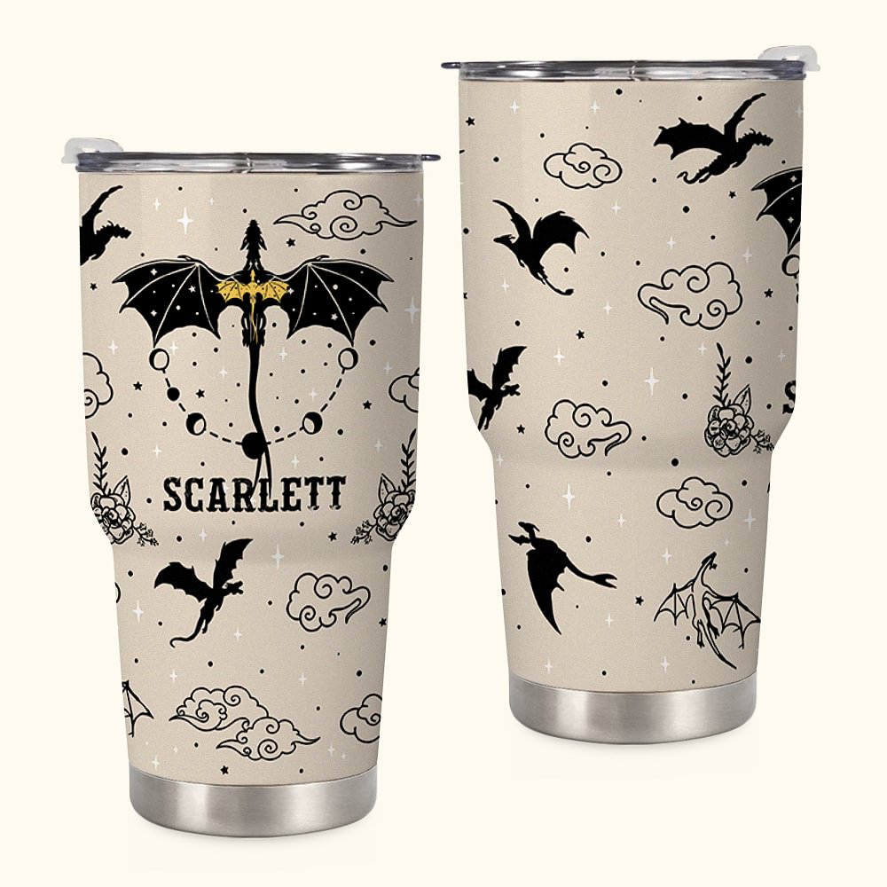 Personalizzato Dragon Starry Sky 30 oz nome Tumbler con coperchio e spazzola per la pulizia della cannuccia Regalo di compleanno per l'amante del drag