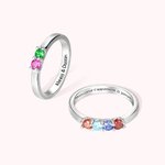 Bague en Argent Sterling Personnalisée avec Gravure 1 à 8 Pierres de Naissance Cadeau d'Anniversaire Fête des Mères pour Mère Grand-mère