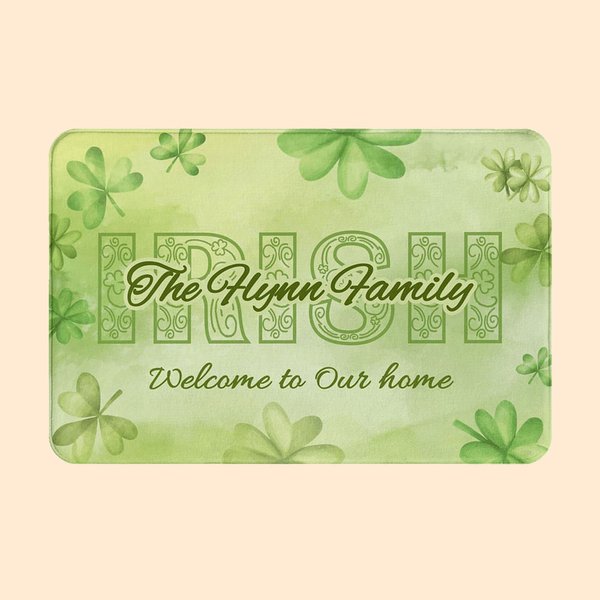Personalizzato Lucky Shamrock Irlandese Antiscivolo Zerbino di benvenuto Decorazione per la casa Regalo per il giorno di San Patrizio per la famiglia