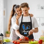 Grembiule impermeabile regolabile personalizzato con orecchie da coniglietto con tasca e nome Regalo di Pasqua per una coppia di famiglie