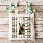 Personalized Camouflage Egg Hunter Canvas Tote Bag Reusable Easter Bunny Shopping Essential Gift for Family Friend