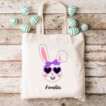 Henkilökohtainen söpö kani pupu kankaalle kangas Kangas Kangaskassi värikäs nimi syntymäpäivä pääsiäinen lahja lapsi