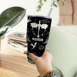 Verre personnalisé Dragon Starry Sky 30oz avec couvercle et brosse de nettoyage pour la paille Cadeau d'anniversaire pour le lecteur amoureux des drag