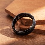Bague Noire en Tungstène Personnalisée avec Texte Gravé à l'Intérieur Cadeau d'Anniversaire Saint-Valentin Mariage pour Homme