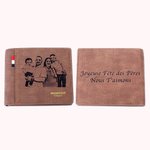 Portefeuille en Cuir Personnalisé avec Photo et Gravure Cadeau d'Anniversaire Fête des Père Saint-Valentin pour Hommes