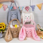Panier de Pâques Personnalisé avec Nom sur Oreilles Longues de Lapin Cadeau de Pâques pour Chasse aux Oeufs pour Enfants