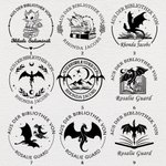 Personalisiertes Buchpräger Prägestempel Siegel Bücherwurm Buch Drache aus der Bibliothek Geschenk für Buchliebhaber
