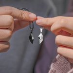 Personalised Set of 2 Matching Magnetic Heart Necklace with Engraved Initial Anniversary Valentine's Day for Couple