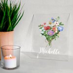 Personalized Birth Flower Bouquet  Acrylic Plaque Family Theme Vintage Home Decoration Birthday Anniversary Gift for Mom Grandma