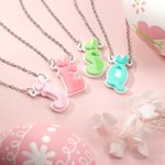 Collar personalizado de orejas de conejo en acrílico de colores con iniciales Cumpleaños Pascua Decoración Regalo para niños