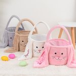 Cestino di Pasqua personalizzato con coniglietto peloso dalle orecchie lunghe con nome glitterato Regalo di caccia alle uova di Pasqua per bambini