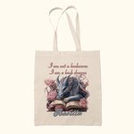 Personalised Floral Book Dragon Canvas Tote Bag with Name Birthday Gift for Readers Dragon Lovers