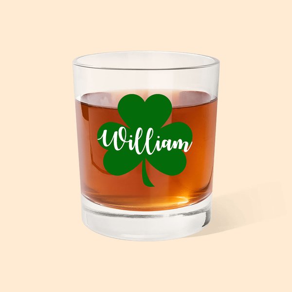 Verre à whisky 10oz personnalisé avec nom Anniversaire St. Patrick's Day Cadeau pour hommes femmes