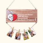 Personalized Cute Bunny Wall Decor Hanging Photo Display Frame with Family Name Easter Day Gift for Family