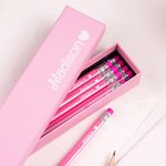 Personalised Fashion Doll Theme Box of 12 HB Pencils with Name and Rubber Pink Stationery Set Back to School Gift for Kids Girls